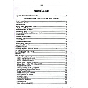 Table of contents for a book or document on general knowledge and ability test topics.